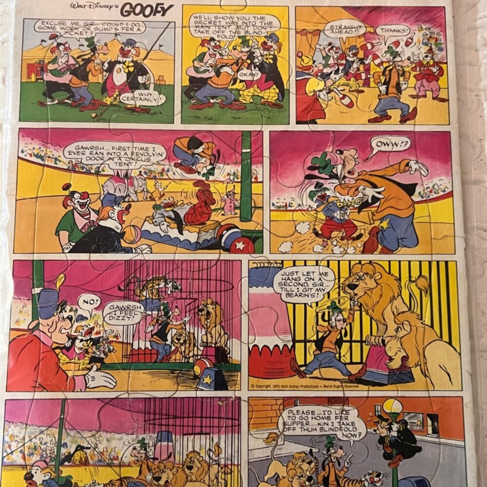 Vintage 1955 Goofy Frame Tray‎ Puzzle Funnies by Whitman *FB